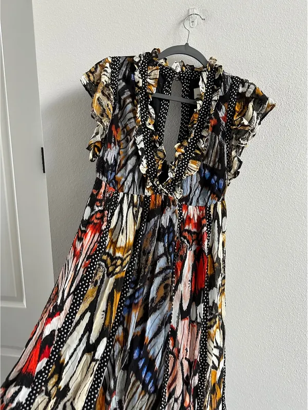 Anthropologie Maeve Boho Butterfly-Print V-Neck Maxi Dress in Multicolor Size XS - Image 6
