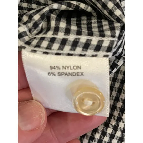 Peter Millar Black And White Gingham Long Sleeve Button Down Ruffle Trim Top XS‎ - Image 7