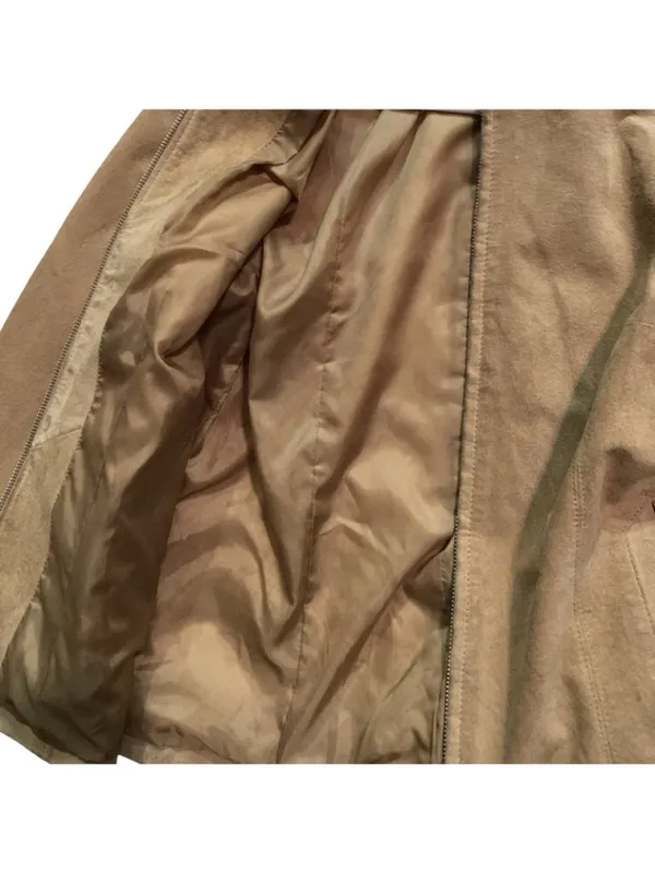 Women's Brown Suede Leather Jacket Medium Bernardo Genuine Suede Jacket W/ribbon - Image 6