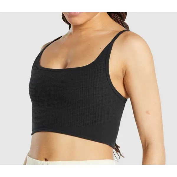 Gymshark Pause Waffle Knit Sports Bra Activewear Athleisure Black Medium - Image 5
