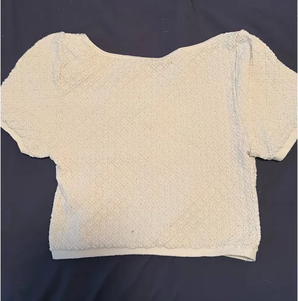 Free People Cream Popcorn Croptop - Image 4