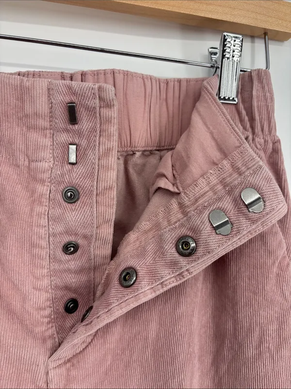 Pact Organic Cotton Pink Wide Leg Corduroy Pants Women's Size Small in Pink - Image 3