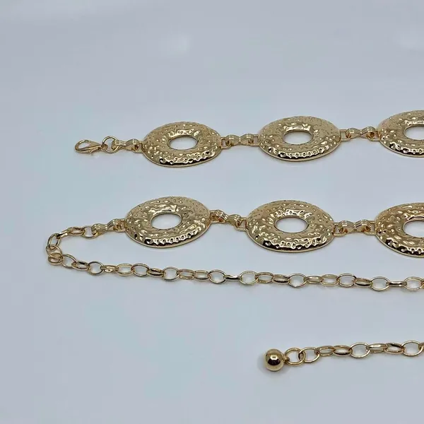 Vintage Y2K Boho Gold Hammered Open Oval Chain Belt, Up to 42.5 Inches, X7GA1146 - Image 8