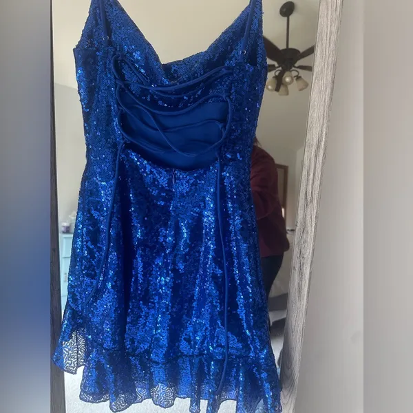 Lucy in the Sky Blue Sequin Mini Dress - Image 3