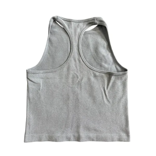 Free People Intimately Seamless High Neck Ribbed Crop Tank Gray M/L - Image 3