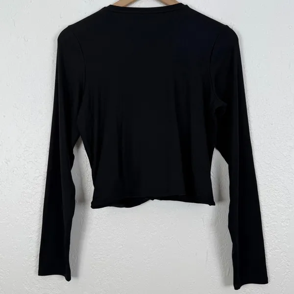 Spanx Better Base Twist and Fold Long Sleeve Wrap Top in Black Size XL NWT - Image 3