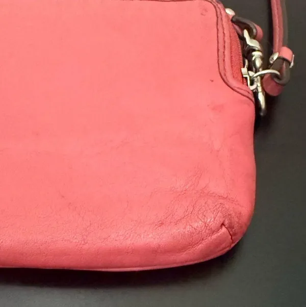 Coach Coral Daisy Leather Double Zip Wallet Wristlet - Image 8