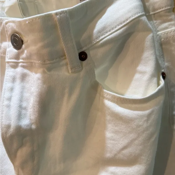 H&M White Slim Leg High-Waist Jeans Classic Denim 12 - Image 6