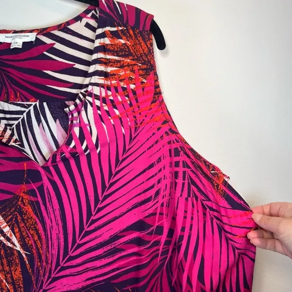 BeachLunchLounge Kayla Shift Dress Pink Purple Tropical Vacation Summer Flowy 1X - Image 6
