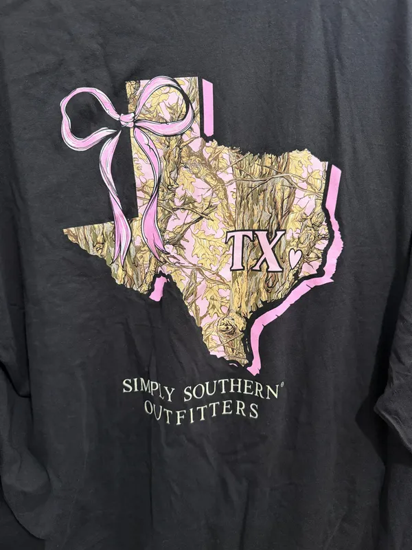 Simply Southern Outfitters Texas Camo Bow Long Sleeve T-Shirt Black XXL - Image 5