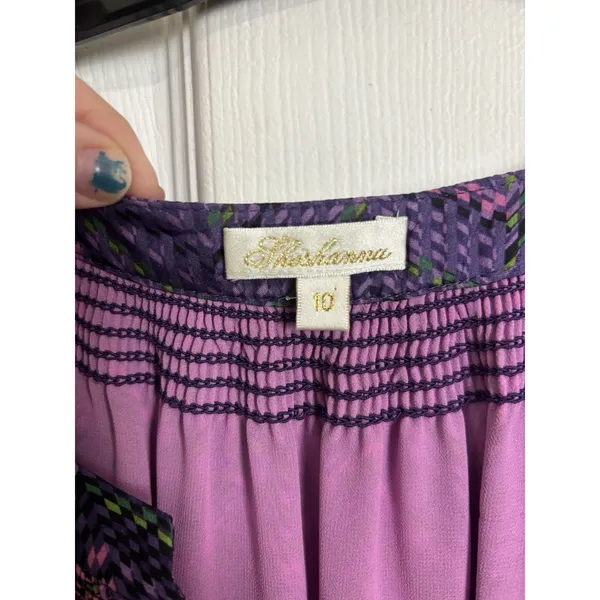 Shoshanna 100% Silk Chiffon Purple Long Sleeve Dress Size 10 Pockets Cocktail - Image 3