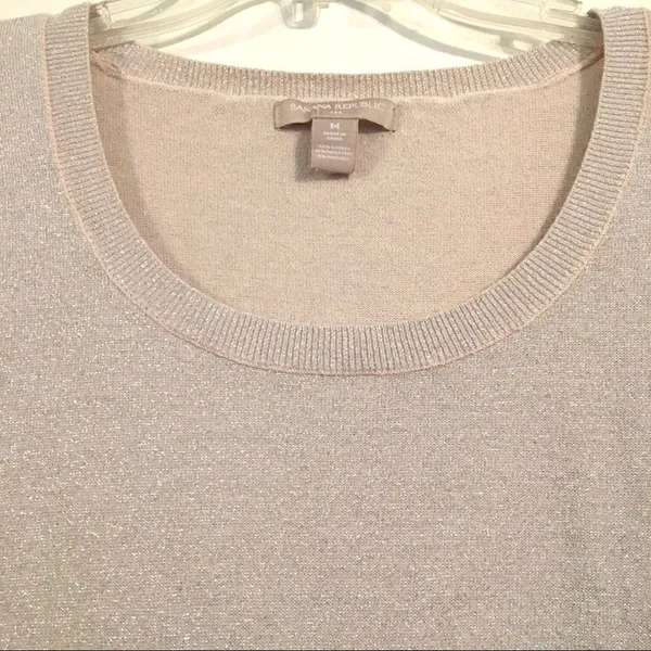 ‎Banana Republic holiday silver shimmer sweater M - Image 2