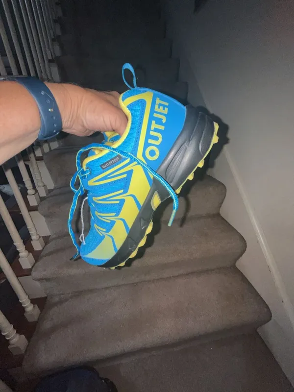 OUTJET Waterproof Hiking Shoes Blue Yellow Size 8 - Image 3