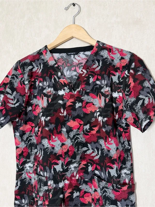 Carhartt Women’s Force Cross-Flex Modern Fit V-Neck Print Top Scrub M - Image 2