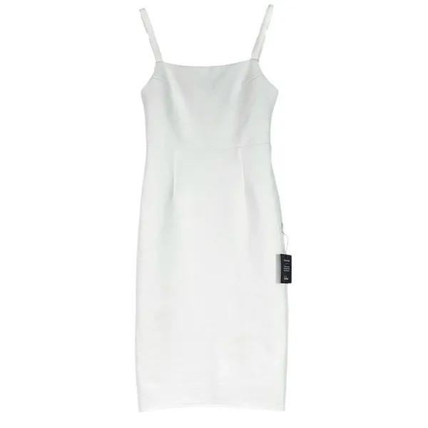NWT Lulus Guessing Game Sleeveless Square Neck Bodycon Knee Length Dress M White - Image 2