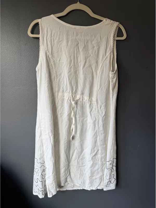 Raya Sun White Sleeveless Dress with Sequin Palm Tree Embroidery Size M - Image 2