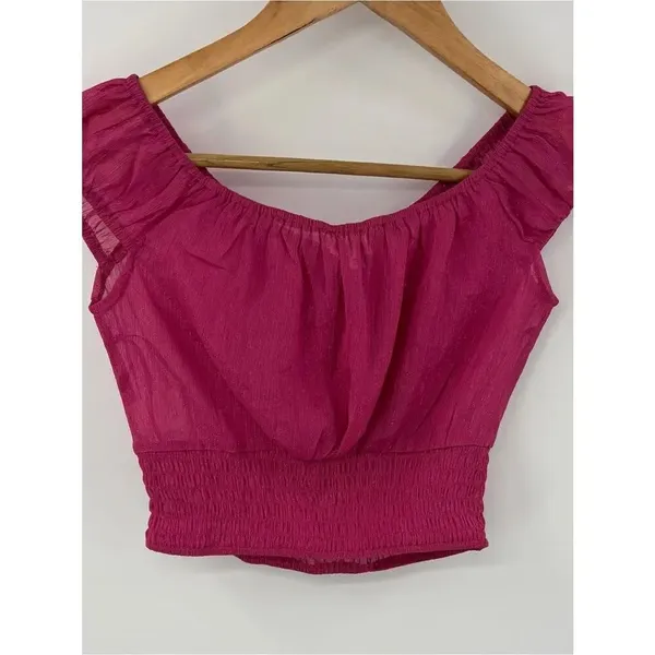 Superdown pink shimmer sheer crop top women’s S NWT festival preppy - Image 4