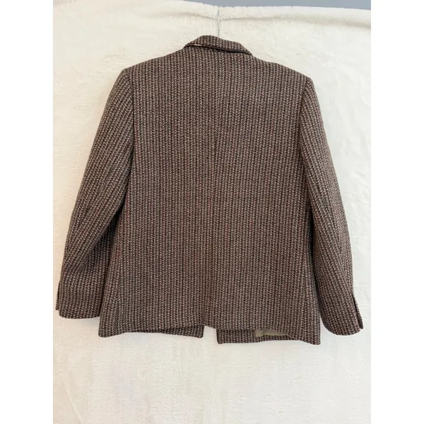 Ciao Sport Ltd Vintage Wool Blazer Womens 12 Brown Tweed Piping Academic Jacket - Image 10