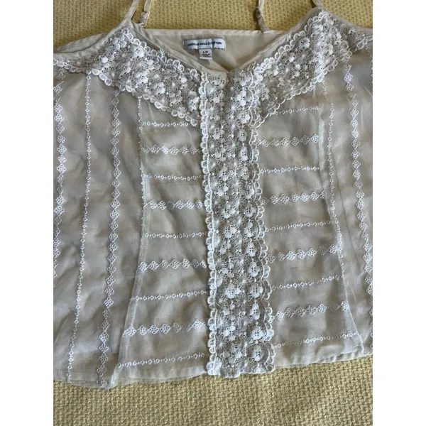 American Eagle Cami Size L Cream Crochet Mech Ethereal Fairy - Image 4