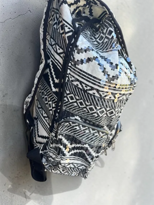 Victoria's Secret PINK Bling Sequin Aztec Backpack in black and white - Image 11