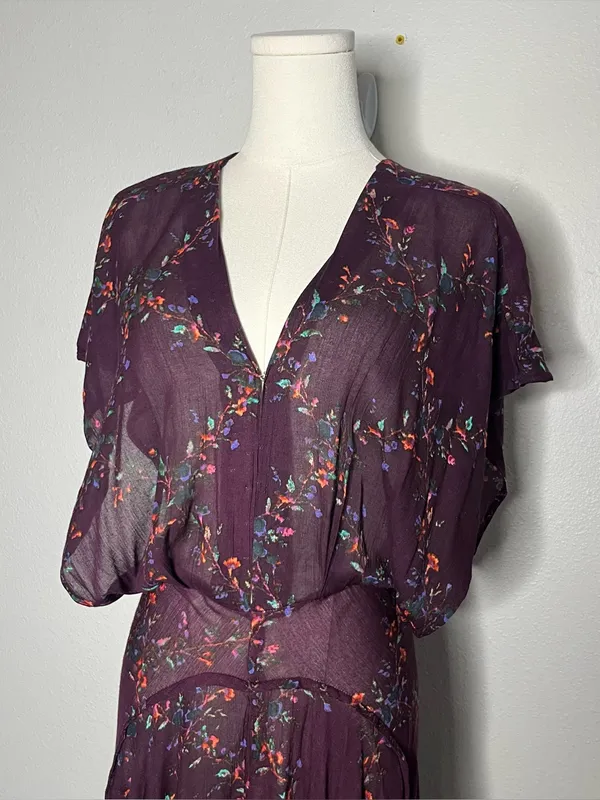 Free People FP One Purple Asymmetrical Hem Livia Maxi Dress Boho Summer READ - Image 3