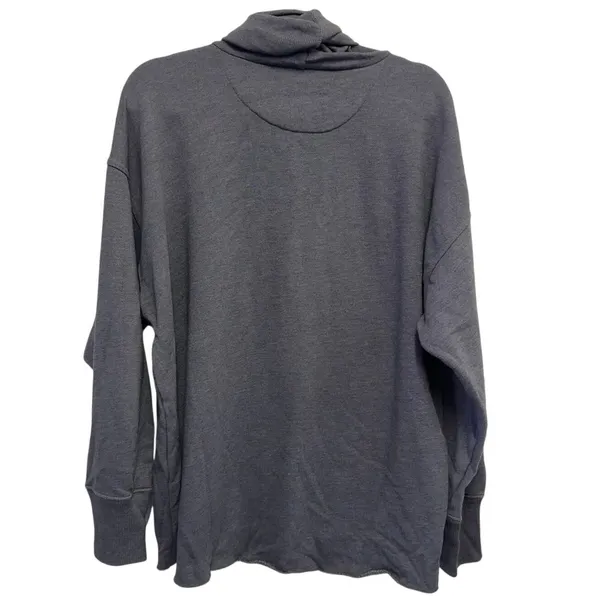 Aerie Gray Turtleneck Sweatshirt Small Oversized‎ Pullover Lounge Top Raw Hem - Image 3