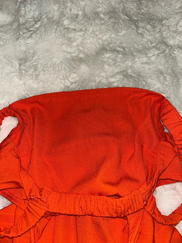 Orange Cut Out Ruched Ruffle Hem Cami Dress - Image 10