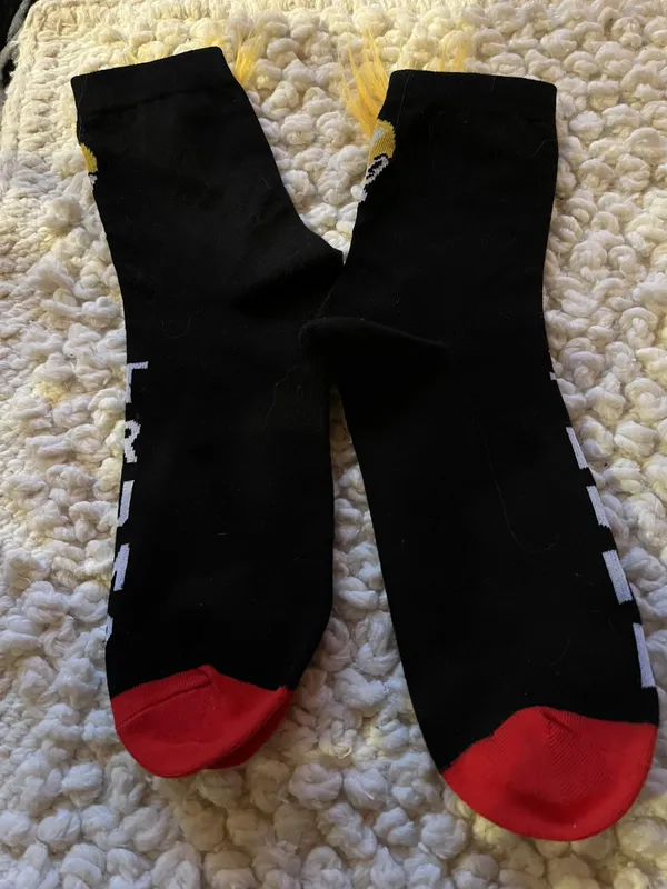 Unisex Americana Donald Trump Orange Hair Navy Red Funny Socks Long Crew Socks - Image 5