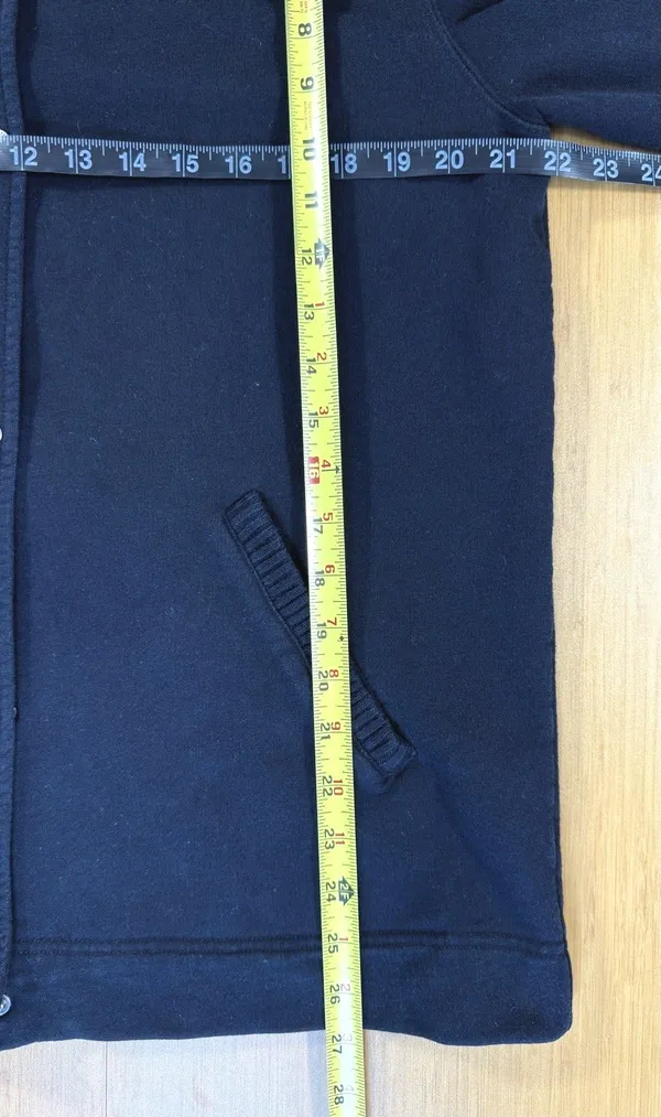 Lauren Ralph Lauren Womens XL Black Cotton Hooded Jacket Full Zip Snap Y2K - Image 9