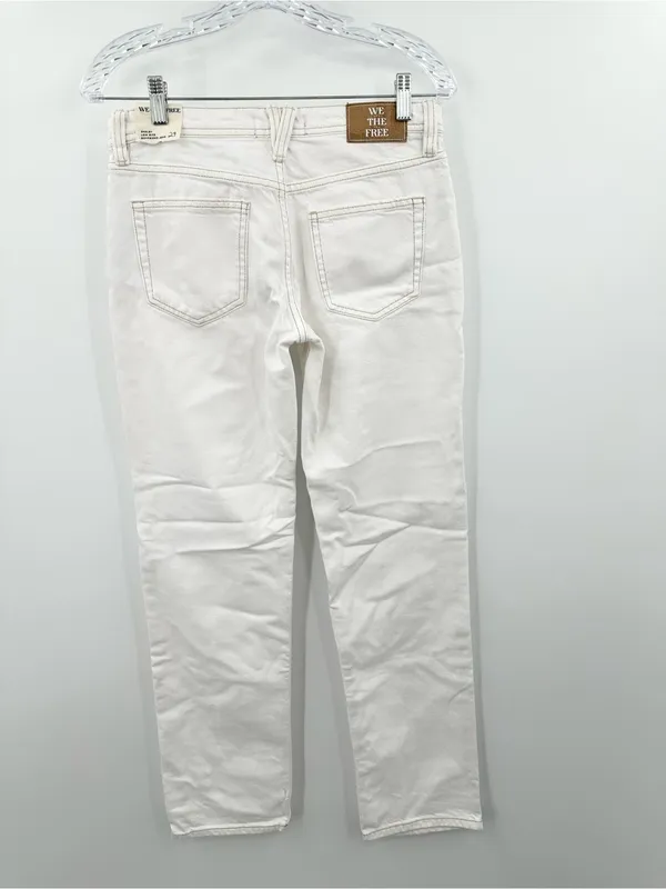 Free People NWT Women's Daisy White Shelby Low-Rise Straight-Leg Jeans Size 29 - Image 2
