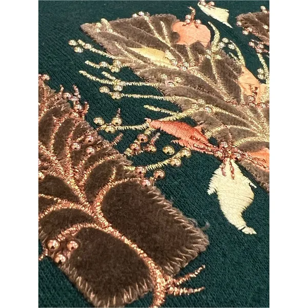 Pleasant Shade Vintage Green Embellished Fall Leaves Crewneck Sweater Size Large - Image 10