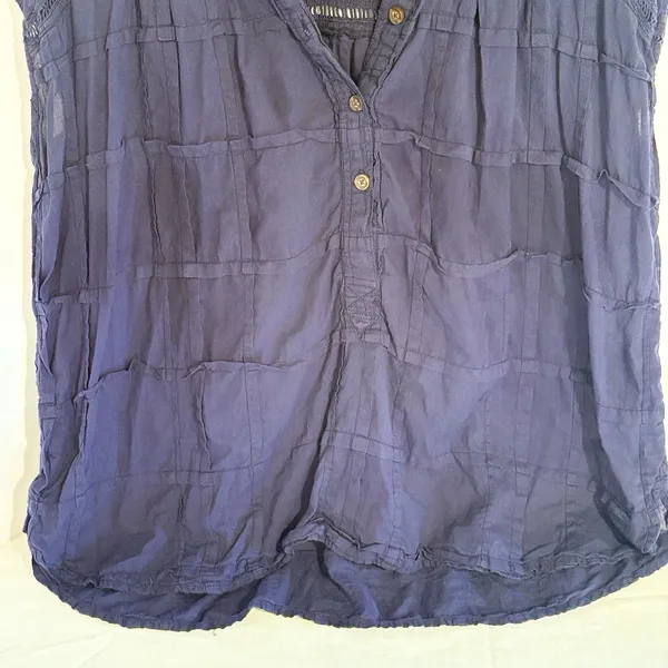 Anthropologie Pilcro and the Letterpress Navy Blue Relaxed Fit Cotton Blouse XS - Image 3