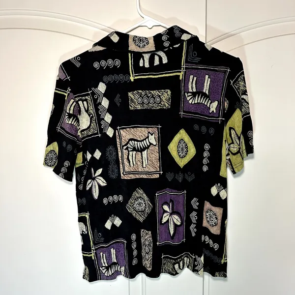 Vintage 70s Graff Wear Short Sleeve Animal Nature Spring‎ Summer Blouse Top S - Image 4