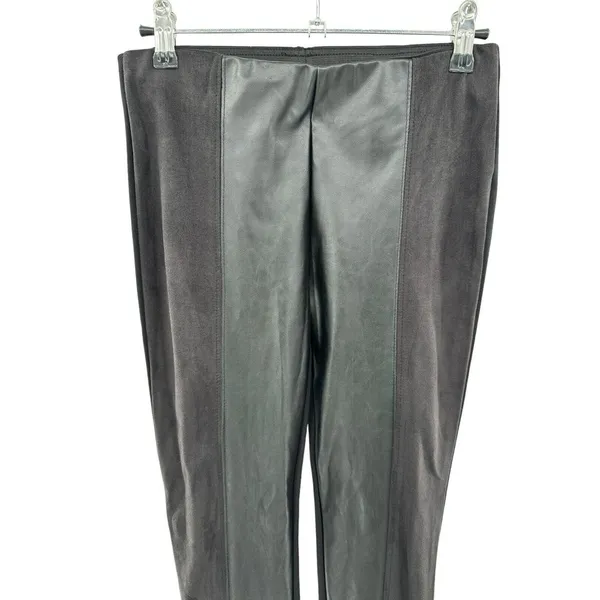 ZARA W&B Collection Black Pull On Ponte Pants Leggings Faux‎ Leather Suede Small - Image 3