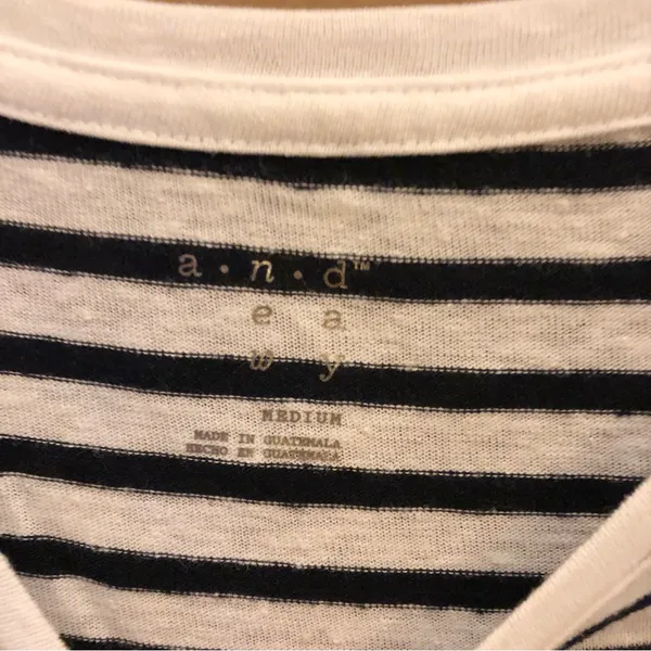 A New Day Linen Blend‎ Petal Sleeve Striped Ruffle Top White Black Medium - Image 3