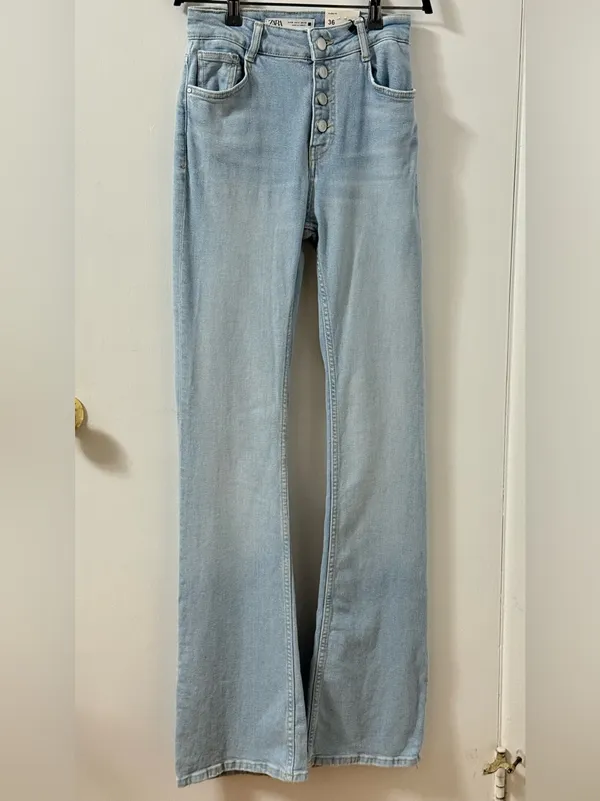 Zara Light Blue High-Rise Wide Leg Jeans NWT - Image 3