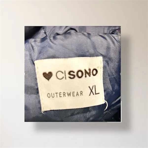 Ci Sono Outherwear XL Navy Quilted Puffer Jacket Snap Front‎ Coat Utility Pocket - Image 5