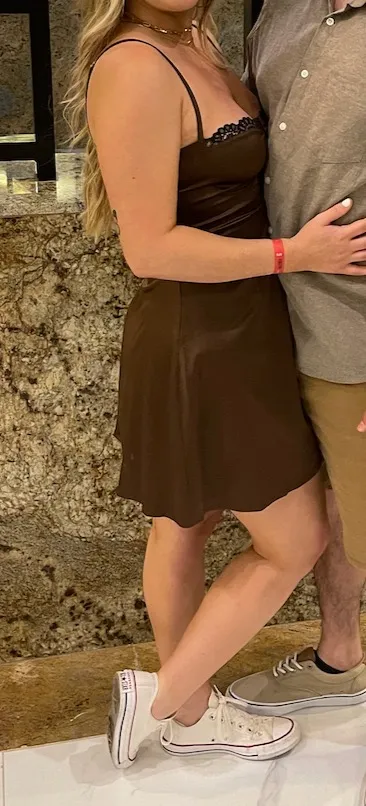 Satin Slip Dress Brown Size M - Image 2