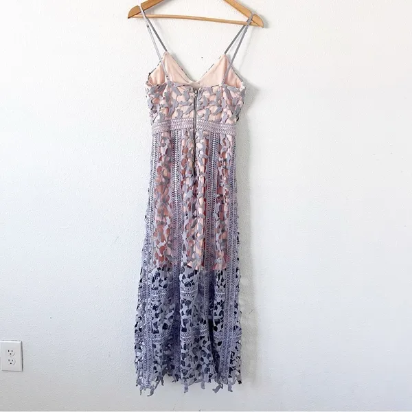 Anthropologie Elliatt Tingle Floral Lilac Overlay Wedding Guest Lace Midi Dress - Image 6