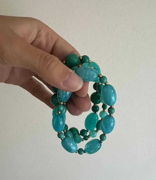 Teal Turquoise Stretch Bracelet Blue - Image 5