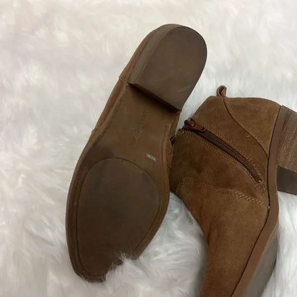 LUCKY BRAND Suede‎ Toffee Ankle Booties Zip Sides Womens 8 D18 - Image 3