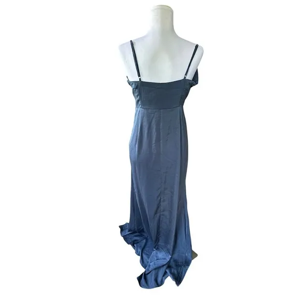 Showpo Lisah Maxi Dress 10‎ Navy Satin Cutout Sleeveless Formal Evening Wedding - Image 3
