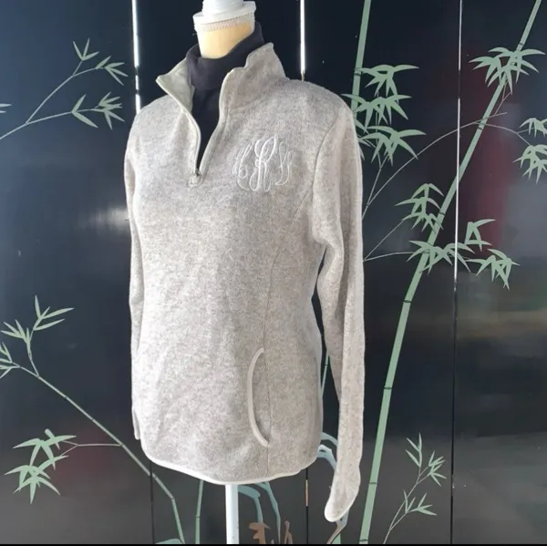 Charles River Apparel Womens Oatmeal Heathered Fleece Pullover Jacket Sz M - Image 5
