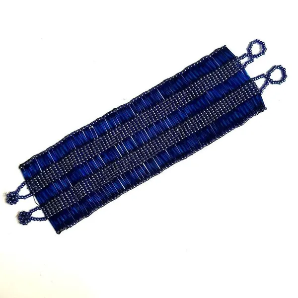 Blue beaded wide beaded bracelet - Image 6