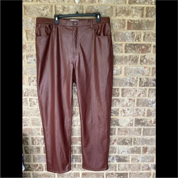 $99 Abercrombie & Fitch Brown Vegan Leather 90’s Straight Ultra High Rise Pants - Image 7