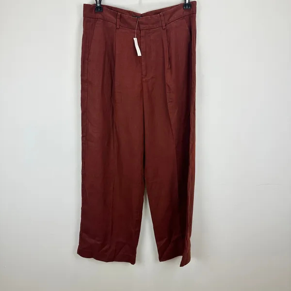Madewell Slouchy Straight Pants in 100% Linen Henna Brown Relaxed US 10 NWT - Image 7