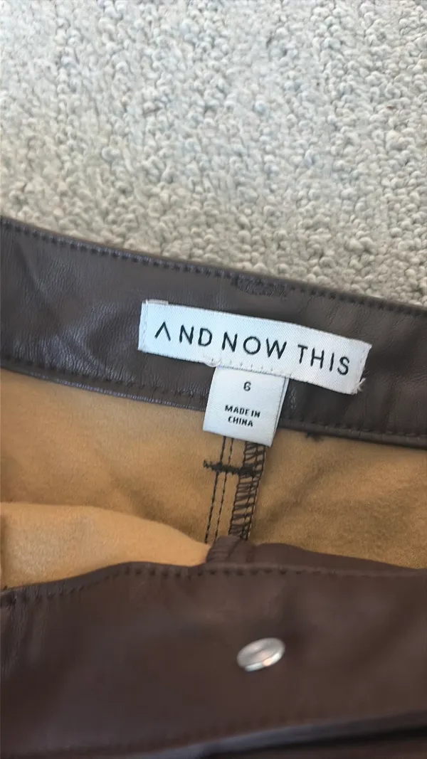 Nordstrom Faux brown leather flared shorts - Image 3