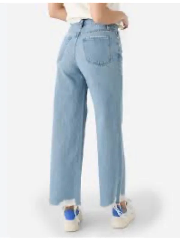 FRAME Le Jane Crop Wide Leg jeans Light blue frayed hen sz 32 - Image 2