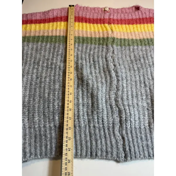 POL Rainbow Confetti Oversized Stripe Knit Sweater Size L Gray Multicolor - Image 9