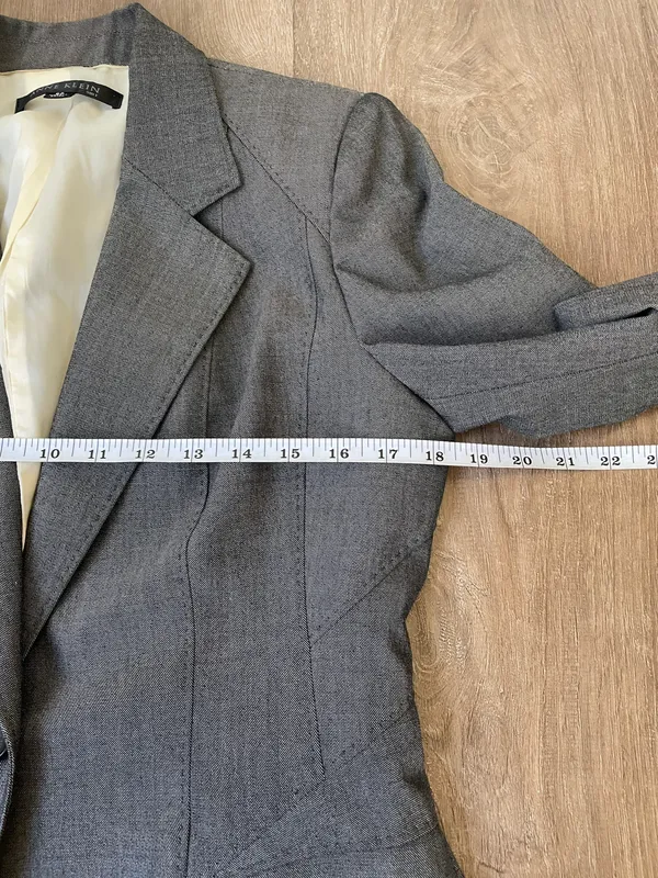 Anne Klein grey wool blend blazer suit jacket stretch lined Women’s size 8P - Image 9